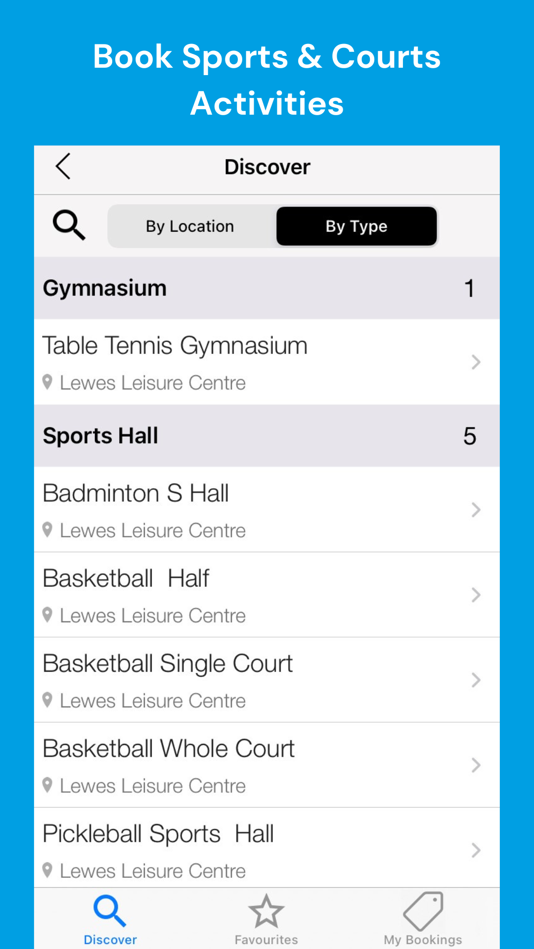 book sports and courts